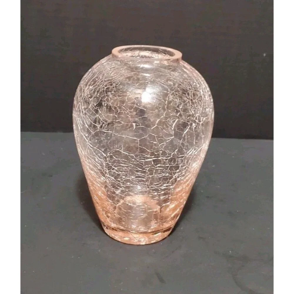 Silvestri Crackle Glass Vase Handcrafted 6